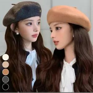 /신상오픈런 여성용 골드 포인트 장식 겨울 베레모 모자