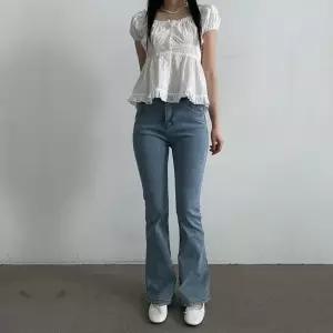 여성 세미 부츠컷 연청바지 데일리 데님 팬츠 하이웨스트청바지 롱부츠컷 연청 중청 진청