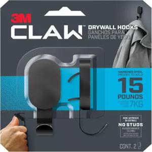 3M 클로 드라이월 훅 15파운드 15파운드. / 후크 2개 블랙