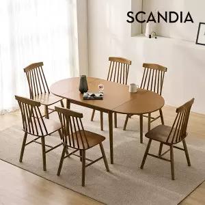 [스칸디아]헤일로 접이식 확장형 테이블 6인세트(의자6)
