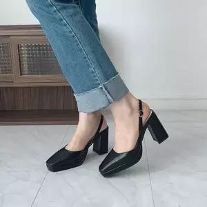 스퀘어토 170QND65 가보시 통굽 스트랩 여성 슬링백 청키힐 4f