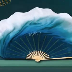 무용 팬베일 화이트블루 부채 댄스팬 그라데이션 무대 너슬