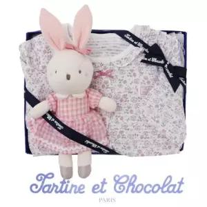 [갤러리아] (쇼콜라/임신/출산/백일/돌/조카/내의/상하) 7보라꽃내의 + 제이니딸랑이인형 2종세트