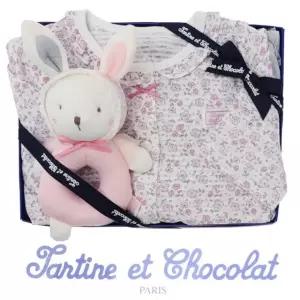 [갤러리아] (쇼콜라/임신/출산/백일/돌/조카/내의) 7보라꽃내의 + 라이딸랑이 2종세트