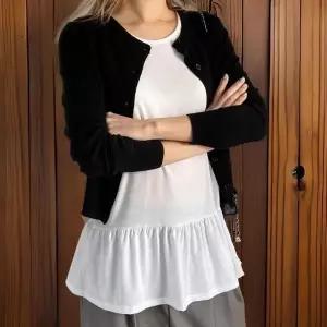 여성 슬리브리스 레이어드 프릴 얇은 이너 스판 나시