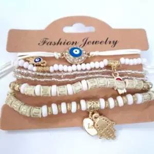 악세사리 6종 세트 보헤미안 비즈 팔찌 레이어드 발찌