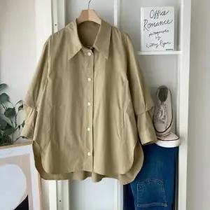 롱셔츠 여성77 루즈핏 힙커버 무지남방 코튼