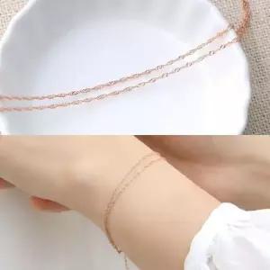 14K 두줄 꼬임 체인 로즈골드 금 팔찌