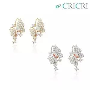 CRICRI 스와로브스키 크리스탈 제작 나비 은침 귀걸이