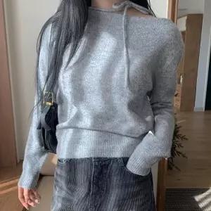 홀터 리본 보트넥 발레코어 울니트 긴팔티셔츠