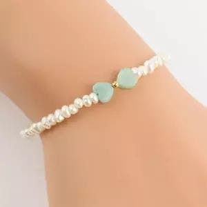 하트 길이조절 반투명 진주팔찌 스털링실버