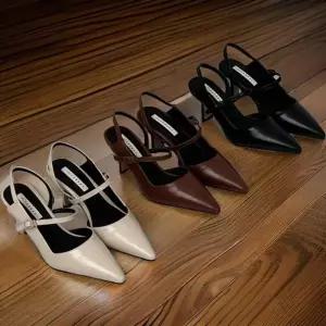 여성 포인티드 토 슬링백 하이힐 샌들