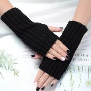 니트 로프 블랙 핸드워머 폴런 사무실 숏핸드 손 손목 니트 팔토시 사무실 면토시 숏핸드