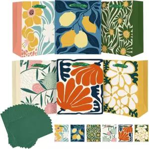 큐키 7.9 x4.3 x9.6 6PCS 클래시 플라워 종이 선물 가방 휴지 손잡이 포함 중형 (12PCS )