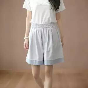 여성 여름 핀턱 투톤 와이드 3부 반바지