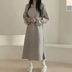 여자 오버핏 스타일 카라 기모 롱원피스 고품질 겨울 오버핏원피스 카라원피스