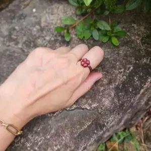 가넷 원석 네잎클로버 소원반지 WFJM6YD