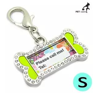 이름표 펜던트 뼈다귀문양 S 인식표 강아지 큐빅 이름표목걸이 인식표 개이름표