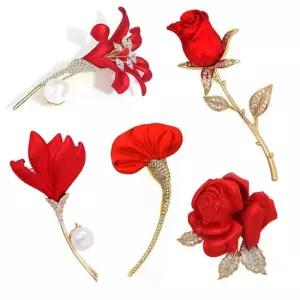5월 특선 어버이날 스승의날 붉은 꽃 카네이션 브로치 큐빅브로치 옷핀브로치 가방브로치