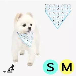 애견 패리스독 패턴 머플러 폴라베어 S-M 블루 심플 강아지스카프 애완스카프