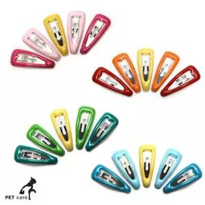 1판 삼각 4종 미니똑딱이 총5개입 애견 문펫 강아지헤어핀 애완헤어핀 강아지방울