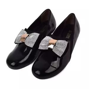 에나멜 544PJM16 리본장식 플랫슈즈 펌프스 정장구두 여성단화