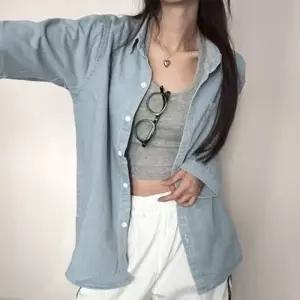 여자 진청 셔츠 데님 연청 캐주얼 청남방 루즈핏