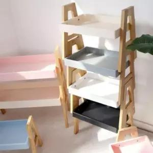 적층 화분받침대 대 트레이 수납함 진열대 선반 블랙