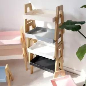 적층 트레이 선반 진열대 수납함 화이트 대 화분받침