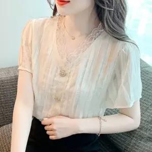 블라우스 9992 풍기 숙 루즈핏 블라우스 정장블라우 면접블라우스 여자금장버튼반팔블