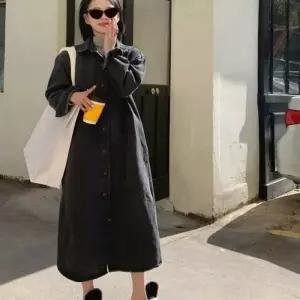 여자 롱 간절기 원피스 데님 카라 아우터 셔츠 남방
