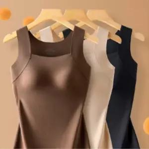 여성 코디 나시 브라 캡 일체형 탑 슬리브리스 캐미솔