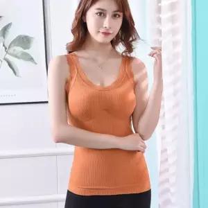 캡내장나시 오렌지 브라 나시 탑 런닝 끈 캡 기모 캐미솔 레이스