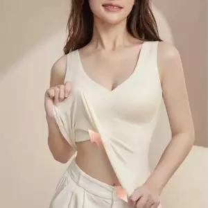 여성 브이넥캐미솔 이너웨어 나시 브이넥 캐미솔 코디 여성이너웨어 내장 캡