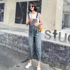 연청 데님룩 팬츠 여름멜빵코디 롤업 캐주얼 멜빵 9부 WD8A1CD