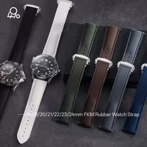 퀵 릴리즈 유니버설 브레이슬릿 20mm 21/22mm 시계 밴드 18/19mm/23mm/24mm FKM 러버 시계 스트랩 오메가