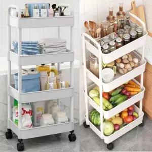 욕실 트롤리 정리 조대 레스 주방식 깔끔 이동식 스테인 선반 씽크대 4단 기건 주방