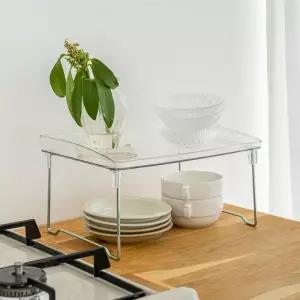 다용도 정리 미니 트레이 접이식 적층가능 선반 투명