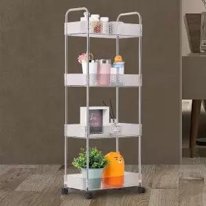 정리함 이동식트레이 4단 투명슬림트롤리 냉장고틈새수납 세제선반