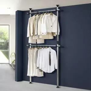 스탠드 고정식 행거 옷걸이 2단 파이프 시스템 폴 벽 WDB7E3D