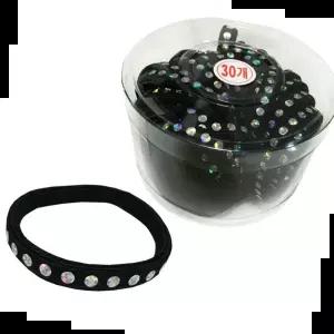 고무줄 B반짝다이아 납작 검정고무줄 코사지통 머리끈 30P