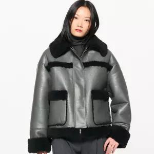 WOMAN 루즈핏 퍼 무스탕 [GREY] / WBC4L09509