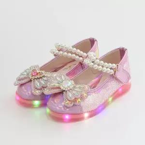 진주나비 유아동 베이비 키즈 주니어 어린이 여아 LED구두