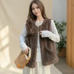 [하프클럽/옷자락]여성 겨울 데일리 양털 조끼 루즈핏 레이어드 베스트