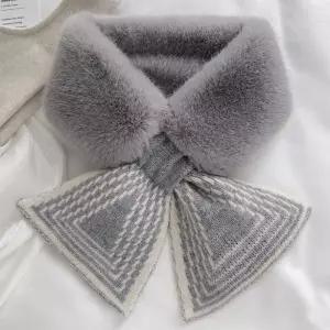 [룽스]리본 털목도리 숄카라 넥워머 인조퍼 짧은 페이크퍼