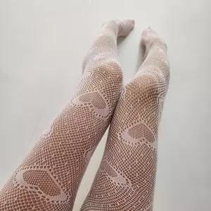 팬티스타킹 그물 화이트 시스루 여성 하트