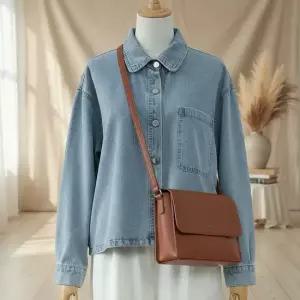 여성 루즈핏 데일리 면혼방 데님 자켓