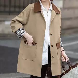 [패션시그널]코듀로이엣지 싱글트렌치하프코트 4F109D