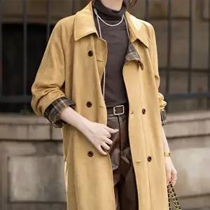 [패션시그널]유니크패턴 스웨이드 싱글트렌치롱코트 6617D8