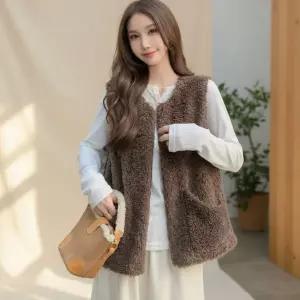 [옷자락]여성 겨울 데일리 양털 조끼 루즈핏 레이어드 베스트_P415916838